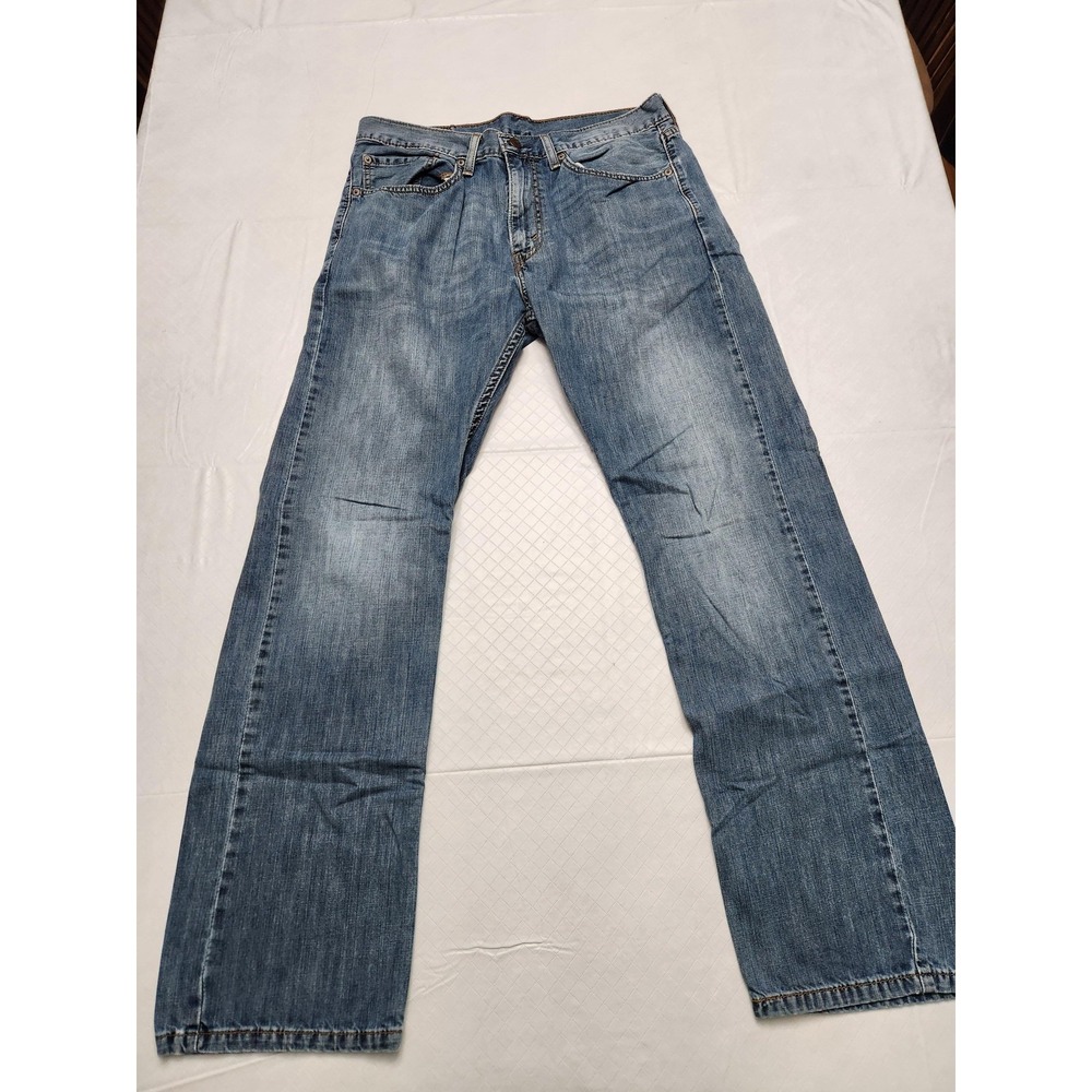 Levis 505 Jeans‎ Mens 34x32 Blue Denim Straight Leg Zip Fly Classic Wash